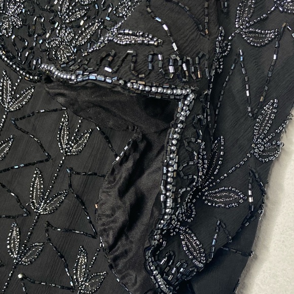 Vintage Elegant Evening Black Silk Beaded Blouse - Picture 4 of 6